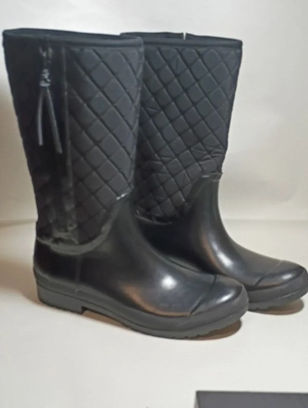 Sperry Top Sider Women’s Quilted Black Rain Boots Size 9 EUC